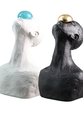 现代轻奢艺术雕塑黑白抽象人像摆件D家居酒店别墅售楼处玄关艺术