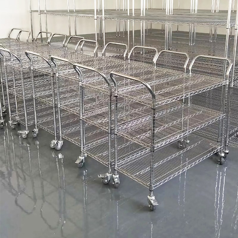 车间物料周转车电l商分拣车不锈钢色移动配货小推车物流仓库拣货