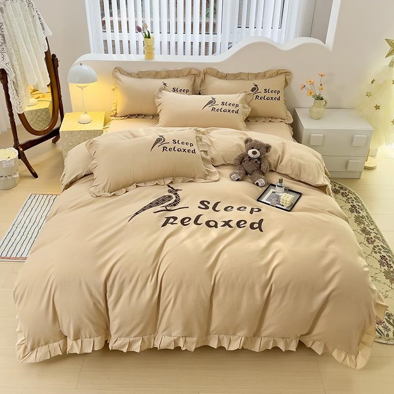 韩版被套单件200x230双人全棉夏季被罩床单花边款标准被单小清新