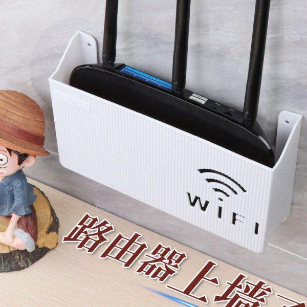 路由器收纳盒壁免打孔挂光猫挂架路由器置物板收纳墙上遮挡盒白色