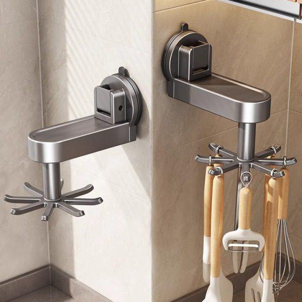 吸盘厨房旋转挂钩壁挂式锅铲勺子铲子置物架厨具收纳架太空铝架子,厨房/烹饪用具,水槽置物架,淘宝优惠券,粉丝福利购,淘宝优惠卷