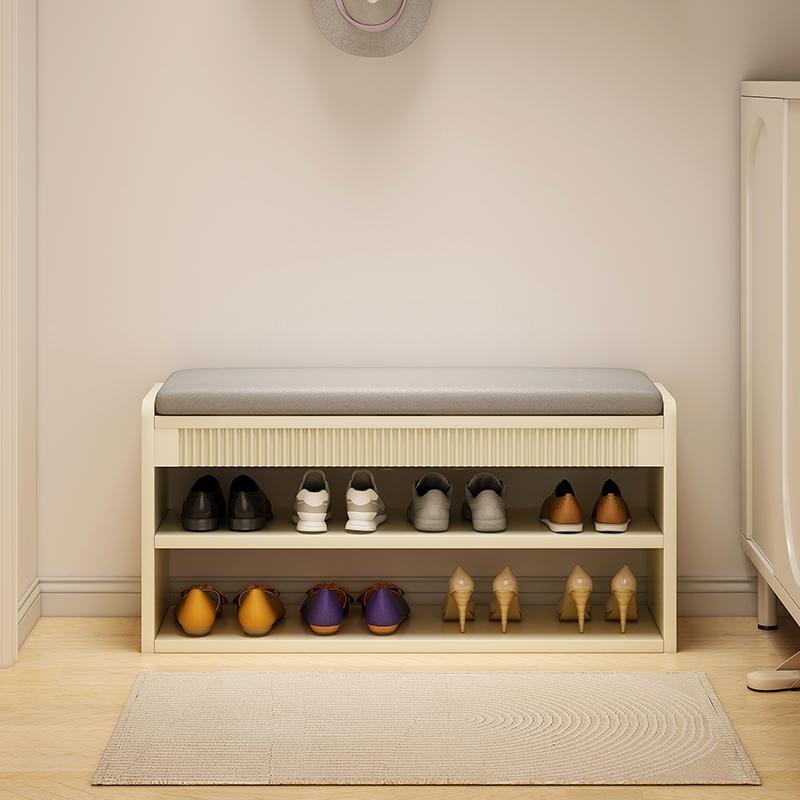 奶油风换鞋凳家用门口进门穿鞋凳可坐式鞋柜一体软包坐垫入户鞋架