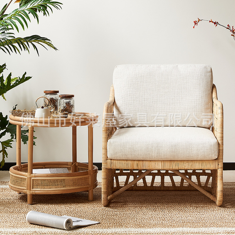 休闲阳台沙发椅藤编酒店会客单人藤椅编织设计师躺椅