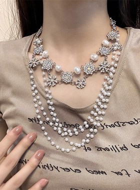 肩链新娘饰品水钻肩饰头饰白色珍珠链条婚纱披肩配饰礼服肩带项链