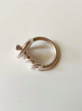 流行饰品欧美简约套锁链条圆圈镂空小棍网红链条拼接戒指男女