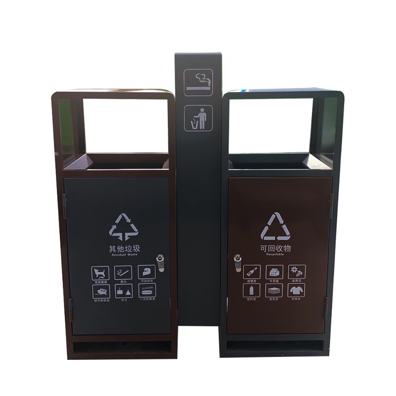镀锌二分类垃圾桶厂家定制不锈钢公园分类M垃圾桶商用户外垃圾箱