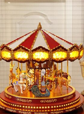 美国Mr.Christmas旋转木马八音盒音乐盒女生女友女孩老婆生日礼物