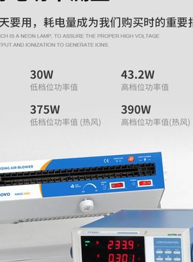 TRONOVO埃用TR7045卧式离子风机工业除静电大范围带暖风离子风扇