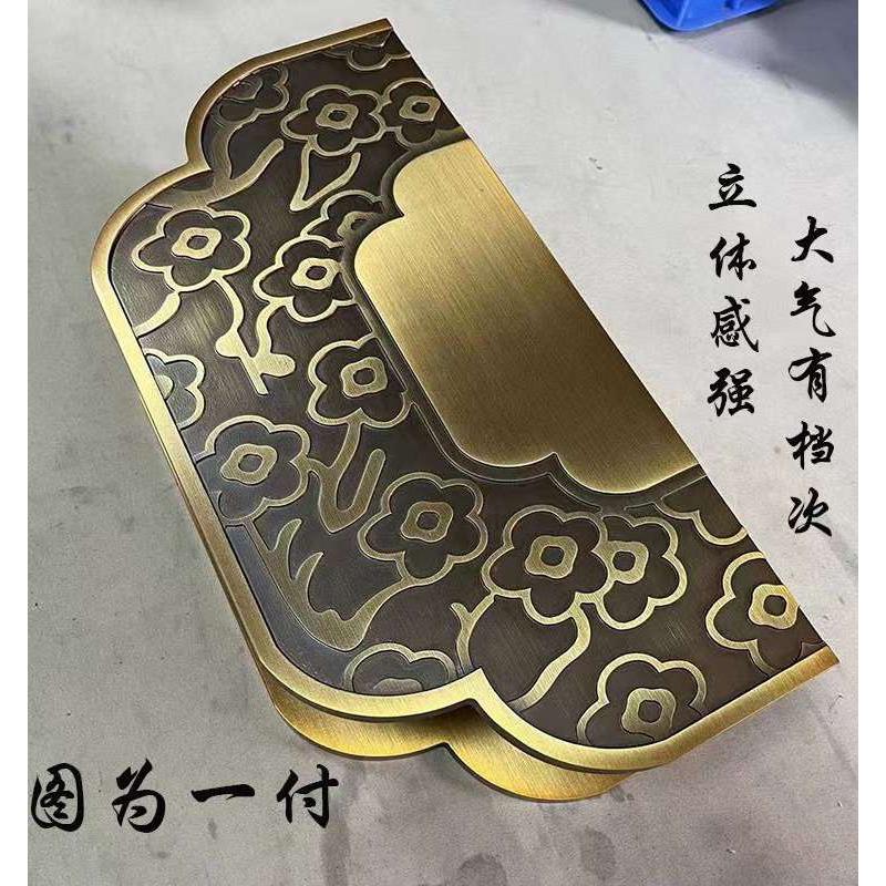 新中式方形定制大门拉手酒店宴会厅玻璃门木N门明装红古铜刻字把