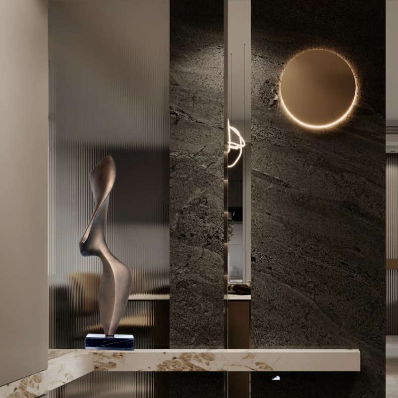 创意玄关柜雕f塑摆件软装饰品售楼处客厅轻奢抽象几何玻璃钢艺术