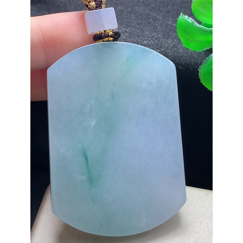 缅甸天然A货玉石翡翠 老坑冰种 手工精雕 无事牌吊坠