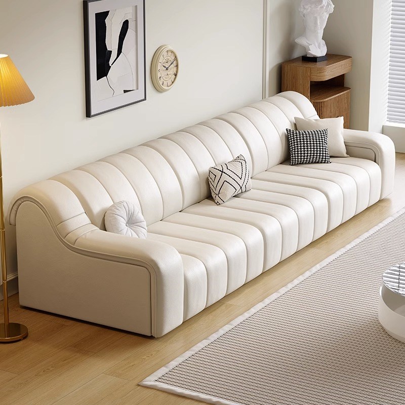 意式极简头层牛皮钢琴键电动伸缩功能直排沙发床大小户型沙发组合