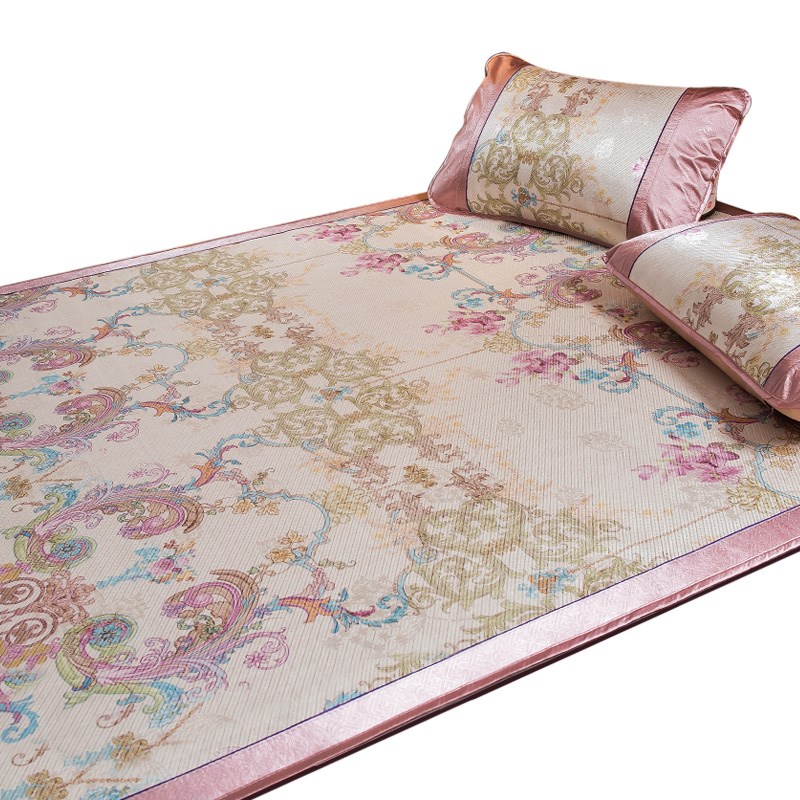 凉席1.8m床夏天可水洗折叠冰丝凉席三件套1.2夏季空调1.5米软席子