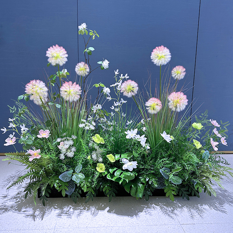 wo+仿真蒲公英狗尾草假花绿植造景花箱搭配商场橱窗室外阳台摆放