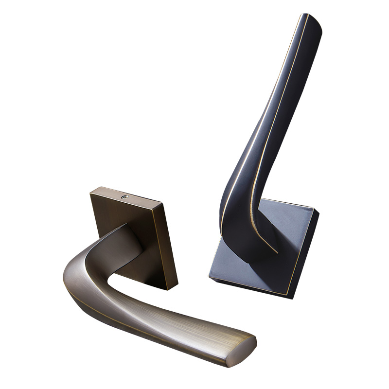 纯铜门锁室内卧室静音房门锁黑色卫生间实木门把手家用通用型锁具