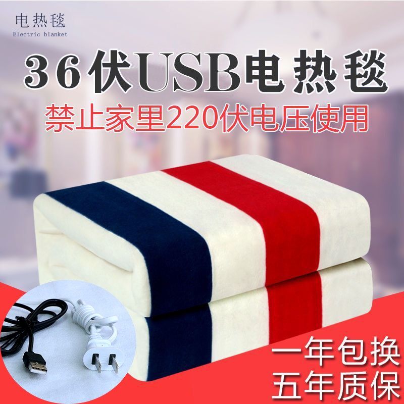 36v伏USB低压电热毯智能单双人加厚工地宿舍专用安全防水电褥子
