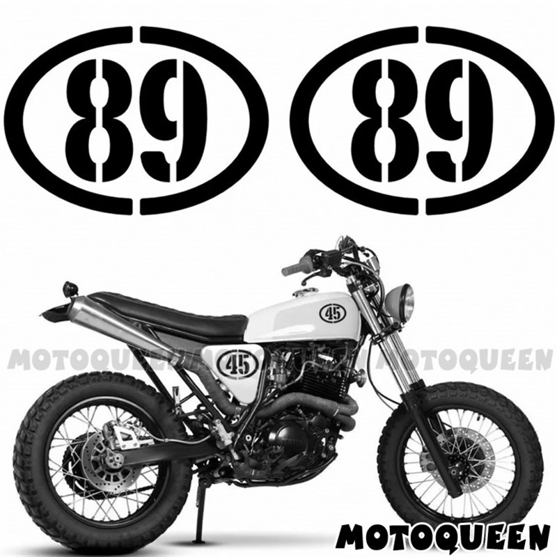 车贴定制电动复古机车摩托车油箱头盔边盖椭圆形数字号码贴纸贴花