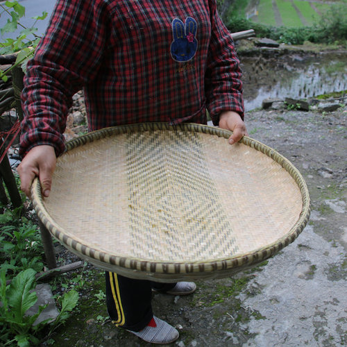 特惠经济手工竹编簸箕竹制品乡村农家无孔竹筛晒干货茶叶竹匾免邮