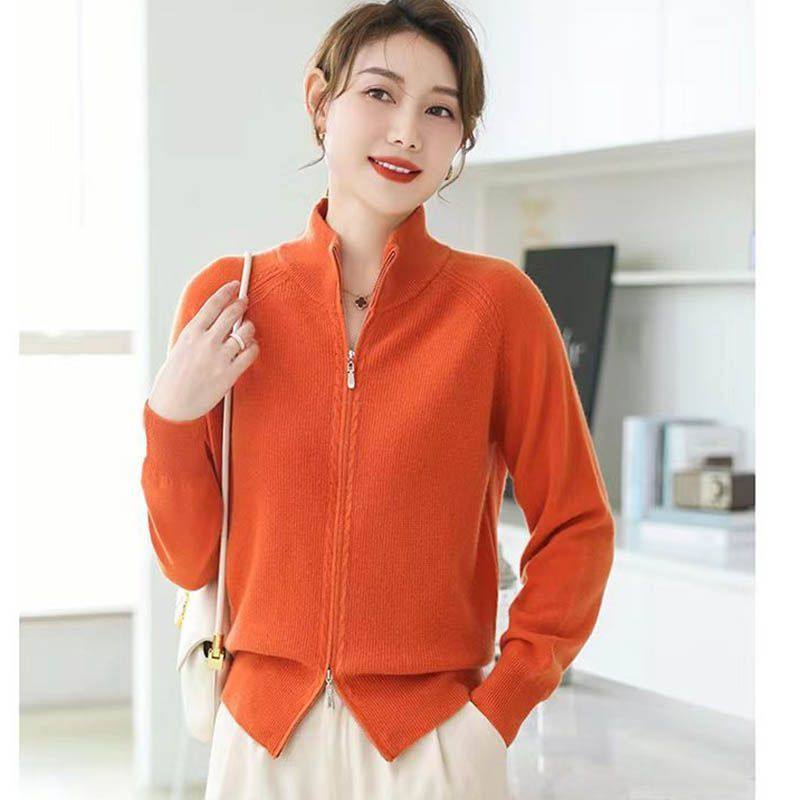 立领拉链毛衣外套女秋冬韩系小香风宽松针织开衫潮流时尚外穿上衣,女装/女士精品,毛针织衫,淘宝优惠券,粉丝福利购,淘宝优惠卷