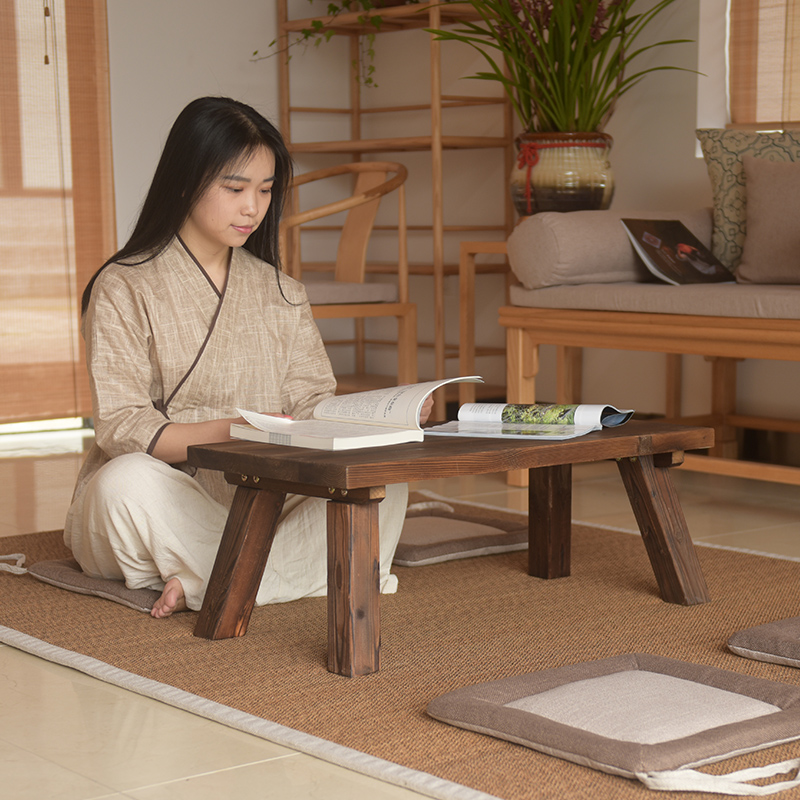 榻榻米茶桌烧桐木功夫茶桌日式实木小茶几炕几床上小子桌飘窗