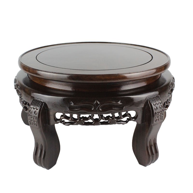 红木圆形青花瓷鱼缸n架花瓶花几花架花盆景置物架实木奇石玉器底