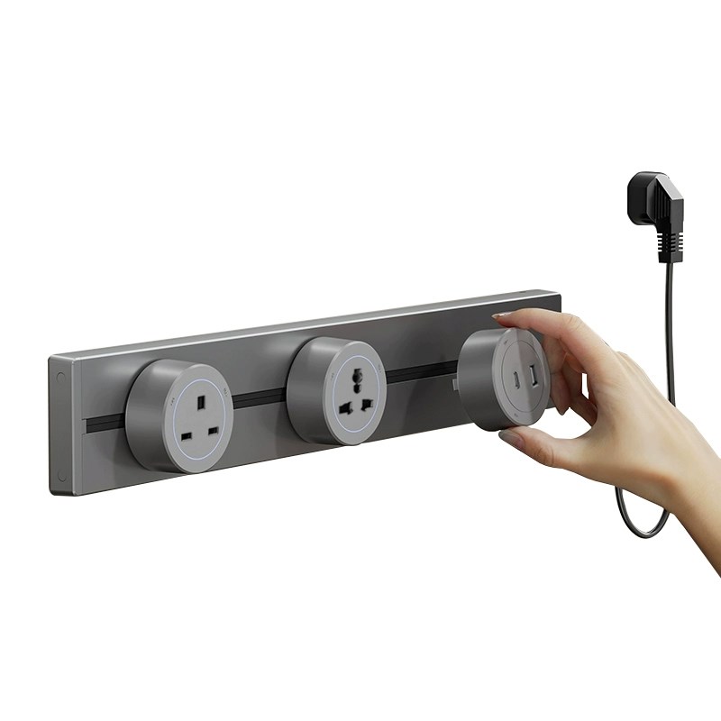 香港13a英标带线轨道式插座可移动英式多功能免打孔明装滑动插排