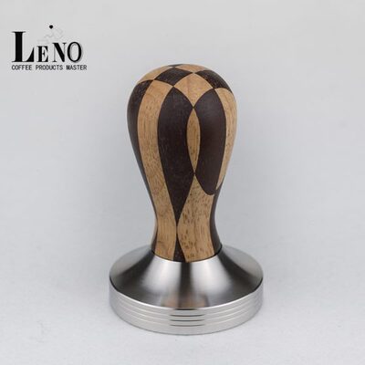 LENO不锈钢压粉器撞色实木质手柄咖啡压粉锤手冲咖啡机填压器平底