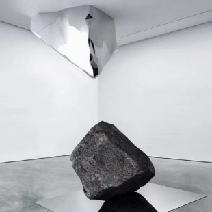 定制大型玻璃钢石头造型雕塑落地摆件售楼处大厅悬挂软装艺术装置