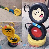 轮胎造型工艺品轮胎花盆网凳轮胎卡丁车轮胎赛道围挡轮胎工艺品