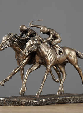 欧式赛马马术运动员雕塑工艺品摆件骑马客厅O书房装饰品办公室摆