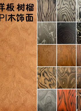 ALPI木饰面桦木海洋板防火板树榴木皮免漆金黄色灰白色桦木护墙板