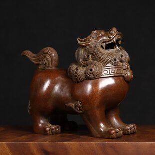 做旧老包浆铜望天吼兽熏炉摆件 新中式家用公收藏装饰香炉礼品