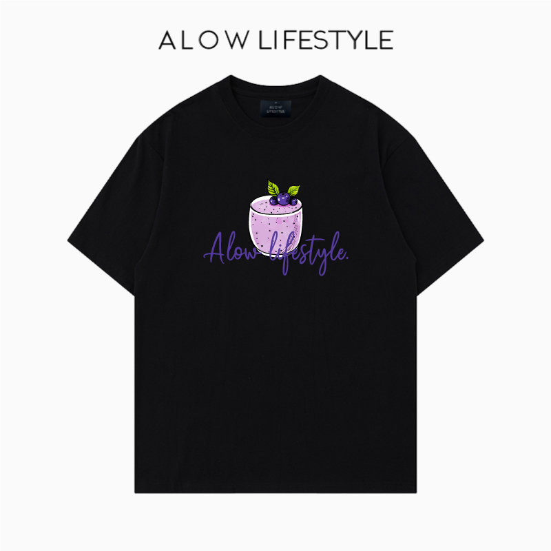 【正品】ALOW LIFESTYLE生活系列 女装手绘蓝莓 宽松纯棉短袖t恤