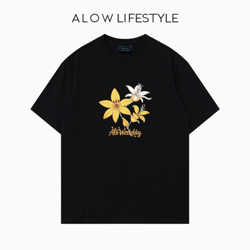 【正品】ALOW LIFESTYLE生活系列 女装手绘花朵 宽松纯棉短袖t恤