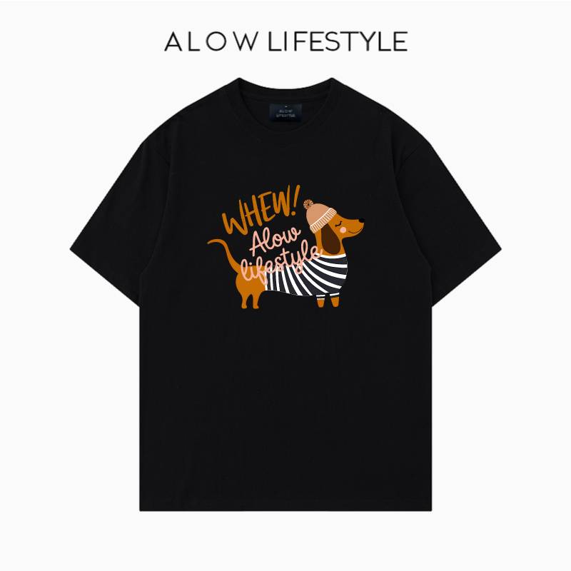 【正品】ALOW LIFESTYLE生活系列 女装手绘小狗 宽松纯棉短袖t恤