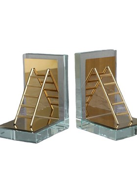 现代简约梯形水晶书挡书立摆件电视柜样板间客厅玄关家居软装饰品