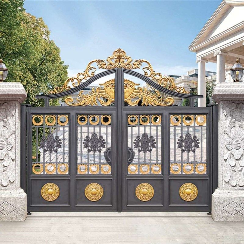 铝合金铝艺大门别墅庭院电动围墙家用院子农村乡村进户双开对开门