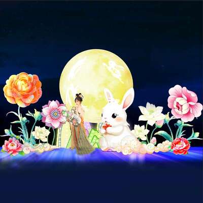 中秋节花灯嫦娥奔月彩灯工艺展花灯国庆灯展景观亮化花灯现货