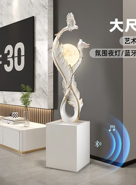 大型羽毛客厅电视柜旁边落地灯摆件轻奢高级感沙U发玄关乔迁礼物