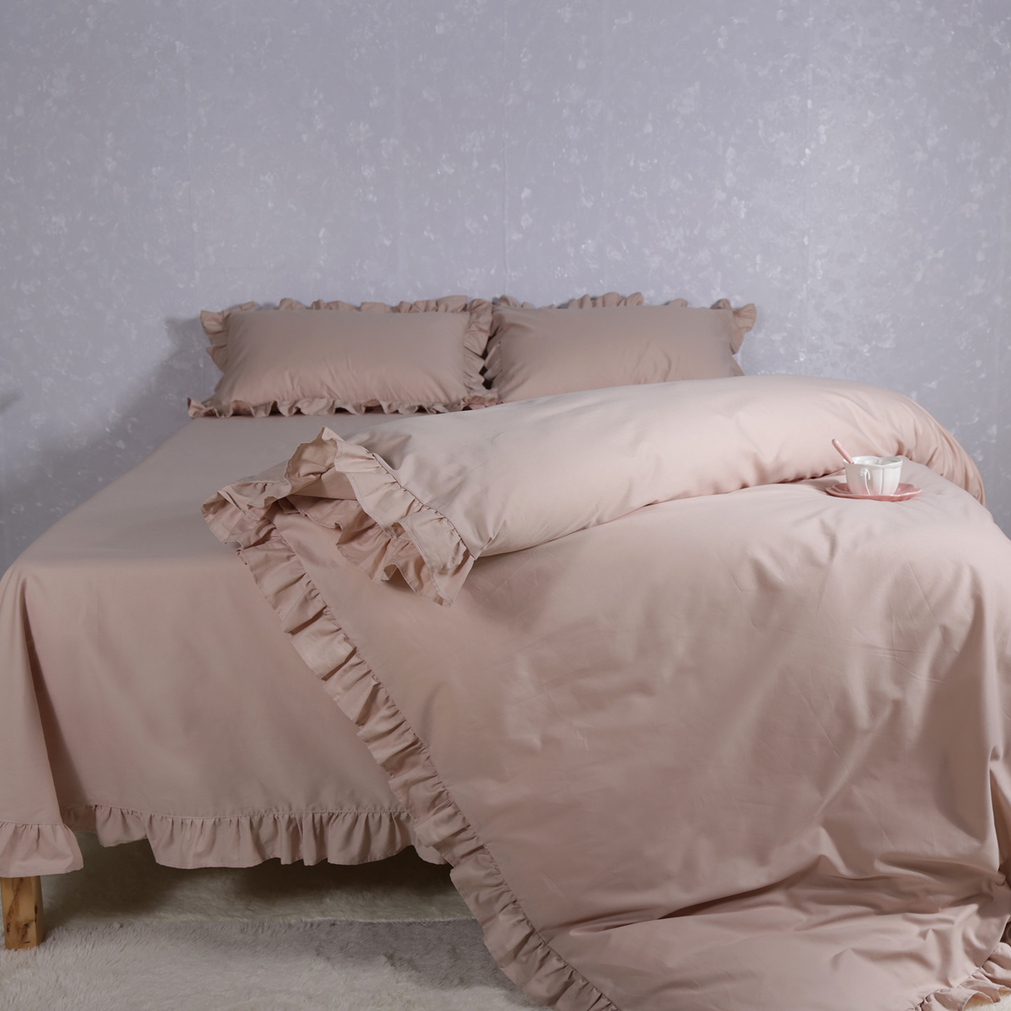 纯棉高质量四件套中古风荷叶边