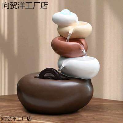时来运转摆件轻奢玄关循环现代流水喷泉风水轮客厅办公室风生水起