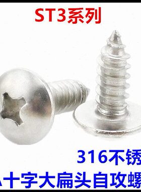 316不锈钢十字大扁头自攻螺钉ST3*6*8*10*14*20*25*30