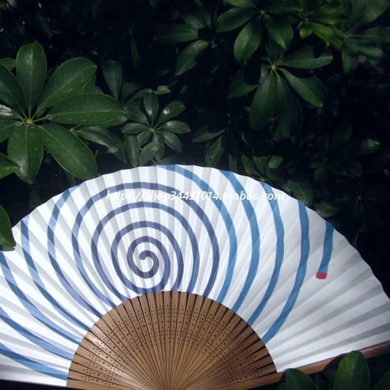 双面纸扇 夏f日风情凉感蚊香图案折扇 和风日式穿扇 扇子 工艺纸