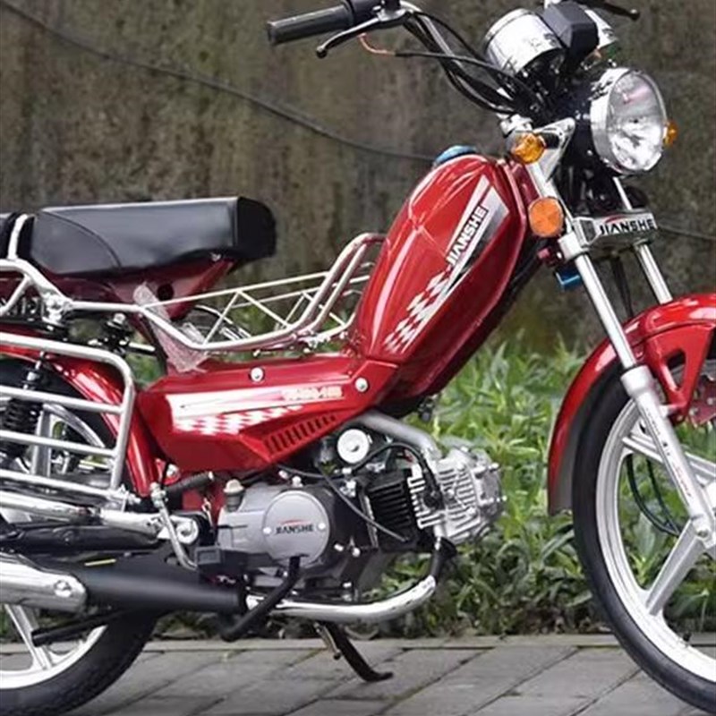 建设牌燃油助力车110cc直弯梁车款拉货省油老步钓鱼车