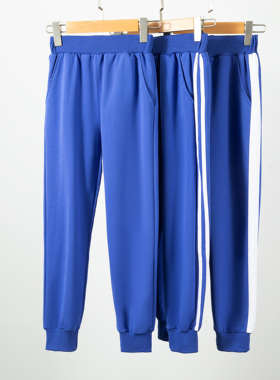 学生校服裤子蓝色两道杠运动休闲裤小学初中高中生运动春秋加绒裤