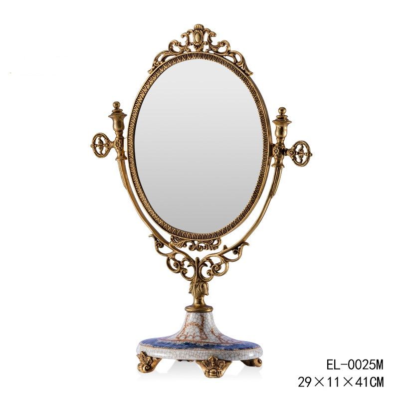 茱莉安法式奢华家居台式便携化妆镜陶瓷配铜高级家居摆件装饰镜,家居饰品,桌面摆件,淘宝优惠券,粉丝福利购,淘宝优惠卷
