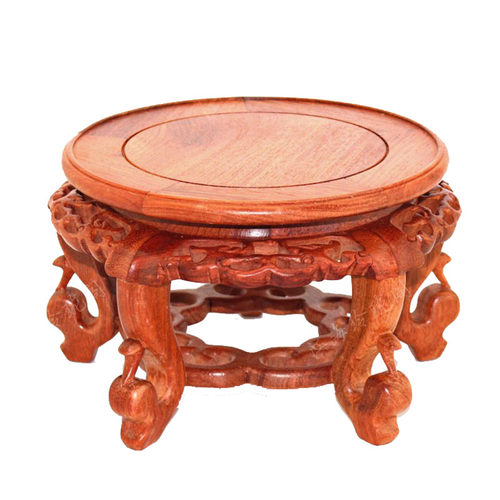 实木圆形底座工艺品摆件鱼缸花瓶盆景实木底托酸枝木花架海棠花几