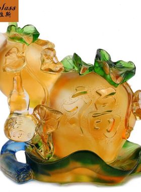 班德拉斯 古法琉璃福禄双至工艺品摆件 家居客厅装饰乔迁祝寿礼品