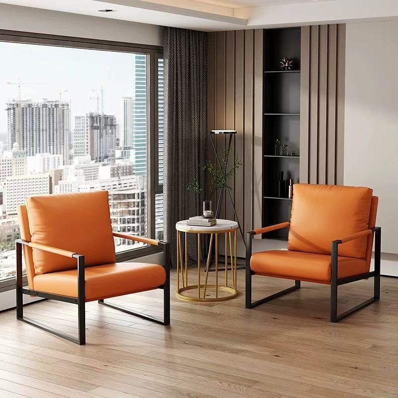 批发轻奢单人沙发椅北欧风家用客厅卧室铁艺懒人沙发办公室洽谈椅