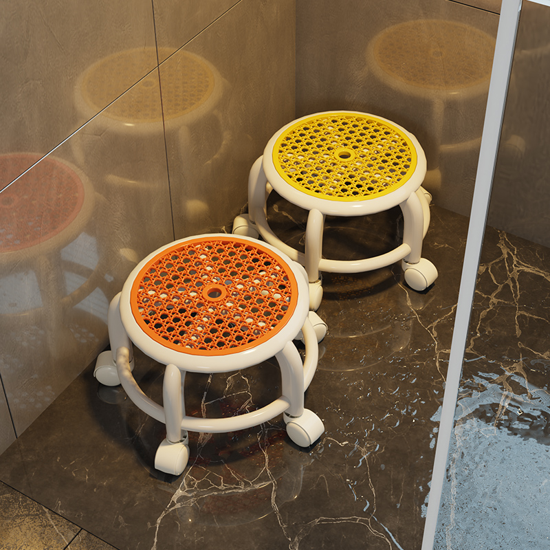 万向轮家用小凳子滑轮矮凳带娃神器浴室洗澡凳儿童淋浴防滑板凳